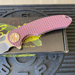Curtiss Custom F3 Large 3.75" Spanto, Flipper, Titanium Frag Mill Handles, Pink Polished Hardware, Magnacut Knife