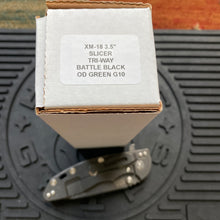 Load image into Gallery viewer, Rick Hinderer XM-18 3.5” Slicer Battle Black OD Green G10 Folding Knife
