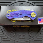 Curtiss Custom F3 Medium 3" Spanto Flipper, Purple Titanium FJ-Mill "Dragon Scale", Stonewash Magnacut, Yellow Titanium Hardware Folding Knife