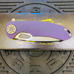 Curtiss Custom F3 Large 3.75" Slicer, Flipper, Titanium Purple SPM-Mill Handles, Blasted Polished Hardware, Magnacut Knife