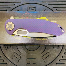 Load image into Gallery viewer, Curtiss Custom F3 Large 3.75&quot; Slicer, Flipper, Titanium Purple SPM-Mill Handles, Blasted Polished Hardware, Magnacut Knife
