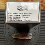 Curtiss Custom F3 Medium 3" Slicer NON-Flipper, Fragmill Titanium Torched Handles, Stonewash Magnacut Torched Hardware Folding Knife