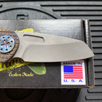 Curtiss Custom F3 Medium 3" Wharny NON-Flipper, Frag-mill Titanium Torched Handles, Stonewash Magnacut Torched Hardware Folding Knife