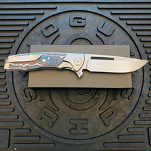 Load image into Gallery viewer, Sharp By Design Mini Evo Flipper 3.25&quot; Satin Drop Point NEBULA FAT CARBON Inlay Knife
