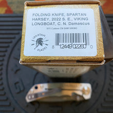 Load image into Gallery viewer, Spartan Blades SF5 VIKING Damascus SHF Viking Longboat Harsey Folding Knife 3.95&quot; Damascus Blade, Titanium Handles
