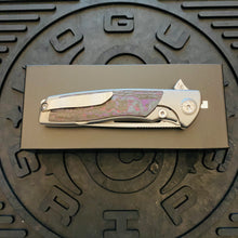Load image into Gallery viewer, Sharp By Design Mini Evo Flipper 3.25&quot; Satin Drop Point PURPLE HAZE FAT CARBON Inlay Knife
