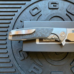 Sharp By Design Mini Evo Flipper 3.25" Satin HARPOON CARBON FIBER Inlay Knife