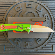Load image into Gallery viewer, Chaves Street Sangre 3.4&quot; Wharncliffe ZOMBIE APOCALYPSE Theme Stone Washed Titanium Handles Belt Finished M390 Flipper Knife Warranty Voided
