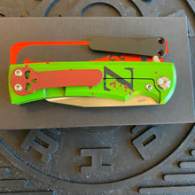 Load image into Gallery viewer, Chaves Street Sangre 3.4&quot; Wharncliffe ZOMBIE APOCALYPSE Theme Stone Washed Titanium Handles Belt Finished M390 Flipper Knife Warranty Voided
