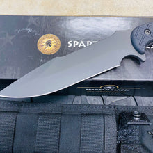 Load image into Gallery viewer, Spartan Blades Horkos Black 5.6&quot; Fixed Blade Knife CE Canvas Micarta Black Handle with Black Molle Sheath SB4BKBKNLBK
