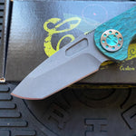 Curtiss Custom F3 Medium 3.25" Spanto NON-Flipper, FJ-Mill Aqua Green, Blasted Magnacut Folding Knife
