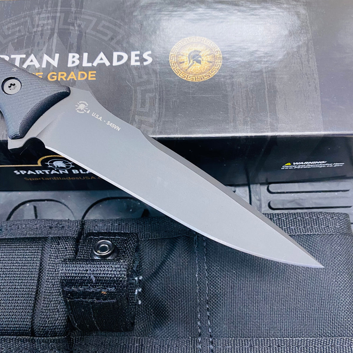 Spartan Blades Moros Black Combat Utility 5.25" Fixed Knife with Black MOLLE Sheath SB53BKBKNLBK