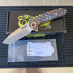 Curtiss Custom F3 Large 3.75" Spanto, Flipper, Titanium Torched PM-Mill Handles, Bronzed Polished Hardware, Magnacut Knife