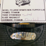 Curtiss Custom F3 Large 3.75" Spanto, Non-Flipper SLIM, Titanium Torched Handles, Torched Hardware, Magnacut Knife