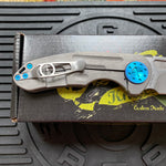 Curtiss Custom F3 Medium 3" Slicer NON-Flipper, Titanium Ball-Mill Pattern Handles, Stonewash Magnacut, Blue Hardware Folding Knife