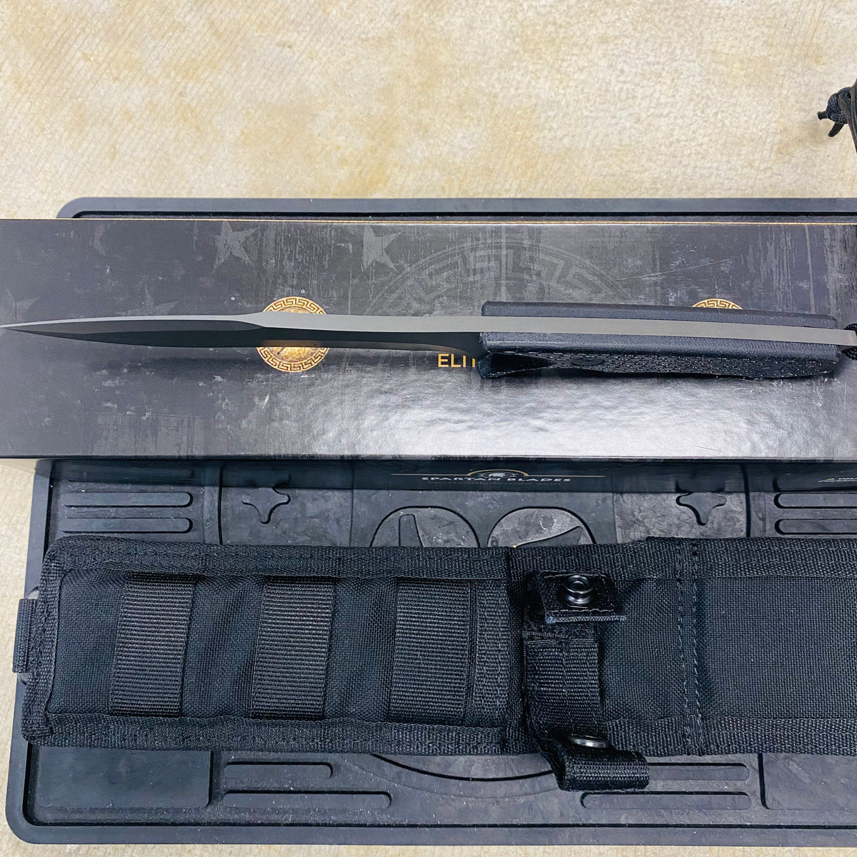 Spartan Blades Ronin Shinto Black 5.6" Blade Black CE Canvas Micarta Handles Knife with Black Nylon Sheath SB47BKBKNLBK