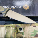 Spartan Blades Harsey Tactical Trout Flat Dark Earth Camo Handles 4.5" Fixed Blade Knife with Multicam Molle Sheath SB43DECMNLMC