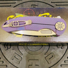 Load image into Gallery viewer, Curtiss Custom F3 Large 3.75&quot; Slicer, Flipper, Titanium Purple SPM-Mill Handles, Blasted Polished Hardware, Magnacut Knife
