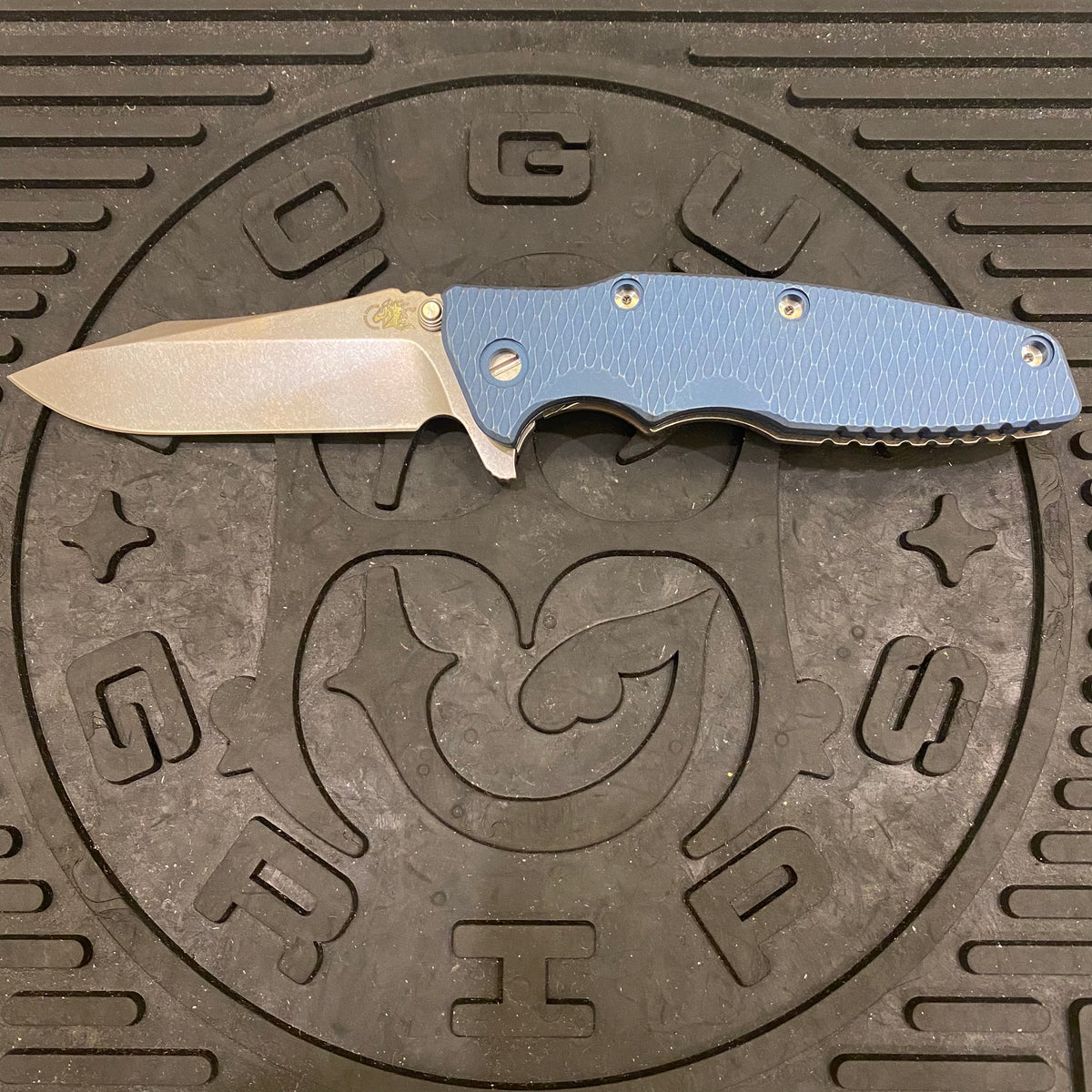 Rick Hinderer Eklipse Scale 3.5" Titanium Textured Battle Blue