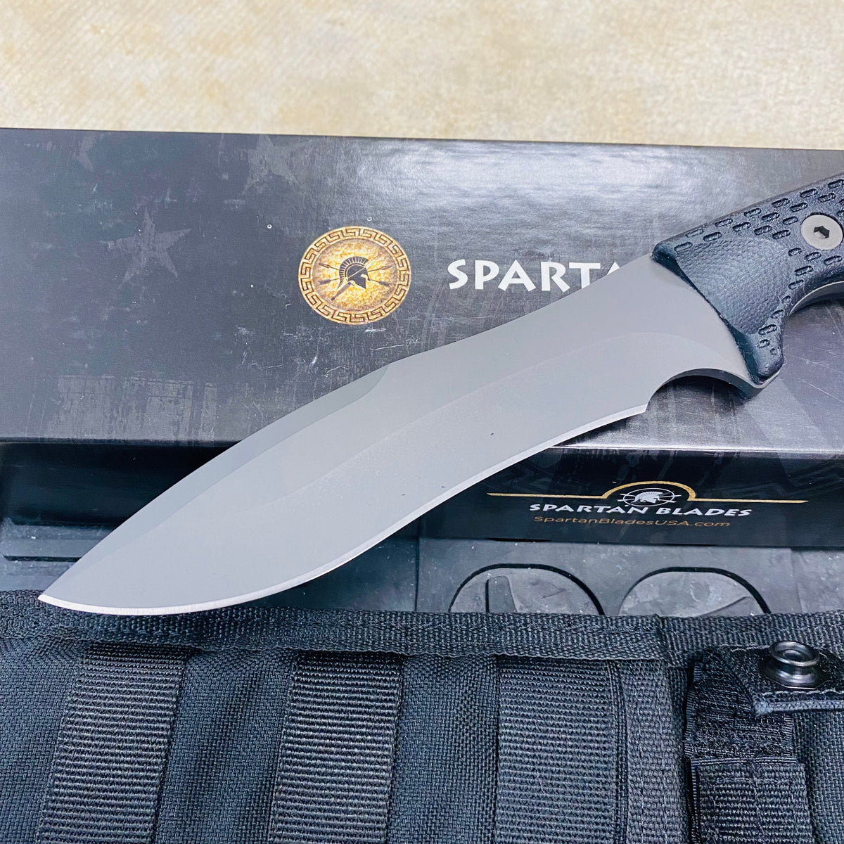 Spartan Blades Ronin Shinto Black 5.6" Blade Black CE Canvas Micarta Handles Knife with Black Nylon Sheath SB47BKBKNLBK