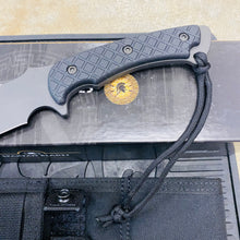 Load image into Gallery viewer, Spartan Blades Horkos Black 5.6&quot; Fixed Blade Knife CE Canvas Micarta Black Handle with Black Molle Sheath SB4BKBKNLBK
