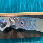 Spartan Blades Harsey Folder - Shield Engraved Damascus Blade - Special Edition