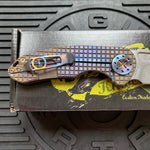 Curtiss Custom F3 Medium 3" Slicer NON-Flipper, Fragmill Titanium Torched Handles, Stonewash Magnacut Torched Hardware Folding Knife