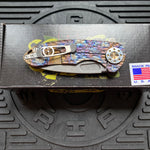 Curtiss Custom F3 Medium 3" Slicer Flipper, Torched Titanium FJ-Mill "Dragon Scale", Stonewash Magnacut Folding Knife