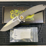 Curtiss Custom F3 Large 3.75" Slicer, Flipper, Titanium Stonewash Frag-Mill Handles, Bronze Polished Hardware, Magnacut Knife