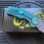 Curtiss Custom F3 Medium 3.25" Spanto NON-Flipper, FJ-Mill Aqua Green, Blasted Magnacut Folding Knife