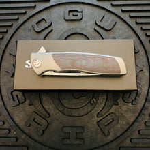 Load image into Gallery viewer, Sharp By Design Mini Evo Flipper 3.25&quot; Satin Drop Point PURPLE HAZE FAT CARBON Inlay Knife
