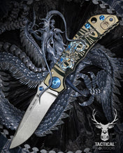 Load image into Gallery viewer, Spartan Blades SF5DRAGON SHF Dragon Harsey Folding Knife 3.95&quot; S45VN Stonewashed Plain Blade, Titanium Handles
