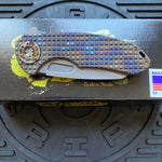Curtiss Custom F3 Medium 3.25" Wharny Flipper, Frag-Mill Titanium Torched Handles, Blasted Magnacut, Torched Hardware Folding Knife