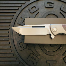 Load image into Gallery viewer, Sharp By Design Mini Evo Flipper 3.25&quot; Satin HARPOON PURPLE HAZE FAT CARBON Inlay Knife

