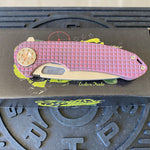 Curtiss Custom F3 Large 3.75" Spanto, Flipper, Titanium Frag Mill Handles, Pink Polished Hardware, Magnacut Knife