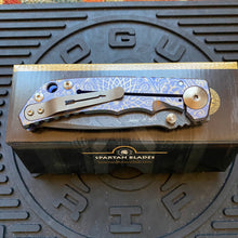 Load image into Gallery viewer, Spartan Blades SF5 ROYAL FLUSH Damascus SHF Royal Flush Harsey Folding Knife 3.95&quot; Damascus Blade, Titanium Handles
