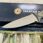 Spartan Blades Harsey Tactical Trout Flat Dark Earth Camo Handles 4.5" Fixed Blade Knife with Multicam Molle Sheath SB43DECMNLMC