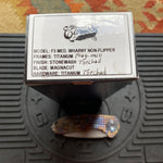 Curtiss Custom F3 Medium 3" Wharny NON-Flipper, Frag-mill Titanium Torched Handles, Stonewash Magnacut Torched Hardware Folding Knife