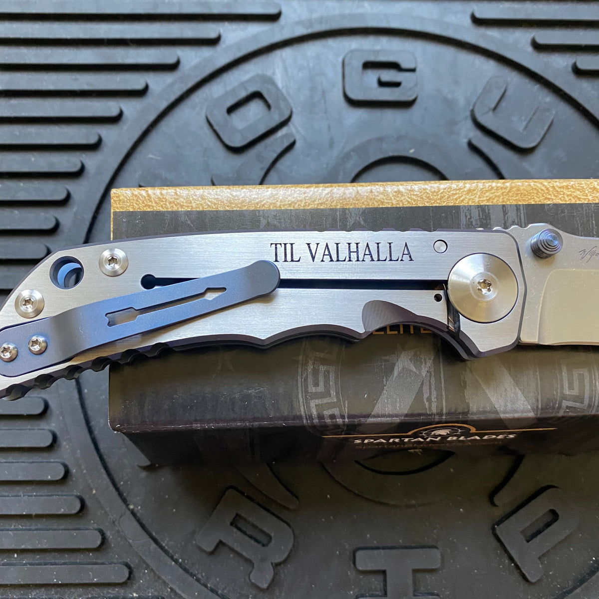 Spartan Blades SF5VIKING SHF Viking Longboat Harsey Folding Knife 3.95" S45VN Stonewashed Plain Blade, Titanium Handles