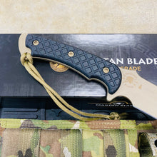 Load image into Gallery viewer, Spartan Blades Horkos Flat Hard Earth 5.6&quot; Fixed Blade Knife CE Canvas Micarta Black Handle with MultiCam Molle Sheath SB4DEBKNLMC
