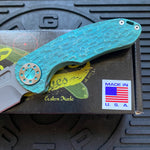 Curtiss Custom F3 Medium 3.25" Spanto NON-Flipper, FJ-Mill Aqua Green, Blasted Magnacut Folding Knife