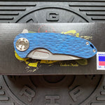 Curtiss Custom F3 Medium 3" Slicer Flipper, Blue Titanium FJ-Mill "Dragon Scale", Stonewash Magnacut Folding Knife