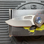 Curtiss Custom F3 Medium 3" Slicer NON-Flipper, Fragmill Titanium Torched Handles, Stonewash Magnacut Torched Hardware Folding Knife