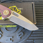 Curtiss Custom F3 Large 3.75" Spanto, Flipper, Titanium Frag Mill Handles, Pink Polished Hardware, Magnacut Knife