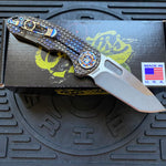 Curtiss Custom F3 Medium SLIM 3.25" Spanto NON-Flipper, Frag-Mill Torched, 2 Tone Stonewash Magnacut Folding Knife