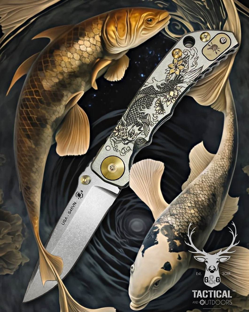 Spartan Blades SF5KOIFISH SHF Koi Fish Harsey Folding Knife 3.95