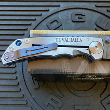 Load image into Gallery viewer, Spartan Blades SF5 VIKING Damascus SHF Viking Longboat Harsey Folding Knife 3.95&quot; Damascus Blade, Titanium Handles
