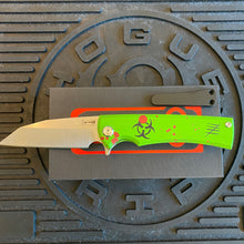 Load image into Gallery viewer, Chaves Street Sangre 3.4&quot; Wharncliffe ZOMBIE APOCALYPSE Theme Stone Washed Titanium Handles Belt Finished M390 Flipper Knife Warranty Voided
