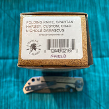 Load image into Gallery viewer, Spartan Blades Harsey Folder - Shield Engraved Damascus Blade - Special Edition
