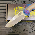 Curtiss Custom F3 Large 3.75" Spanto, Flipper, Titanium Ombre SPM-Mill Handles, Purple Hardware, Magnacut Knife